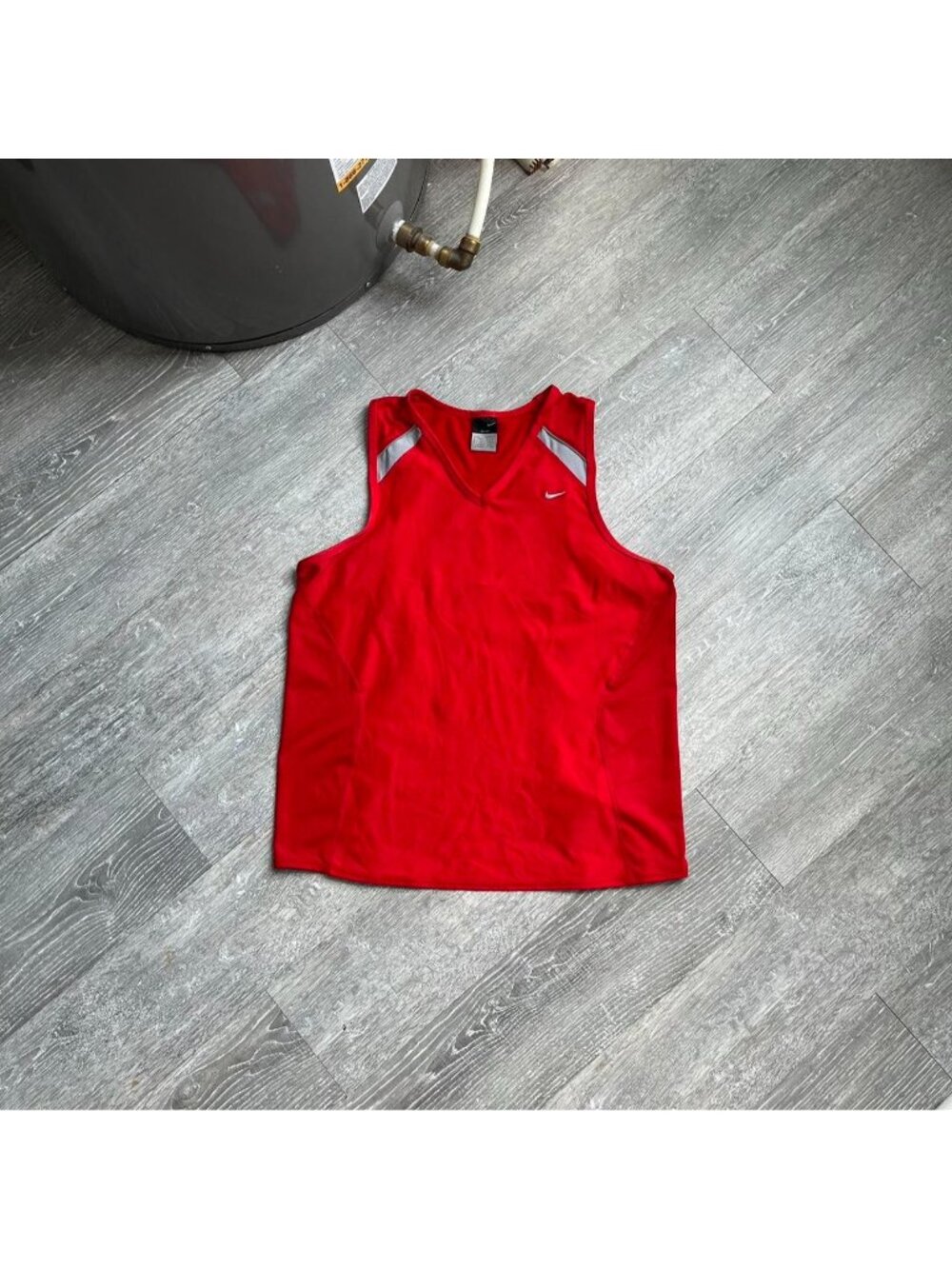 Red / Grey Vintage Nike Dri-Fit Sportswear/ Activewear Tank Top Shirt